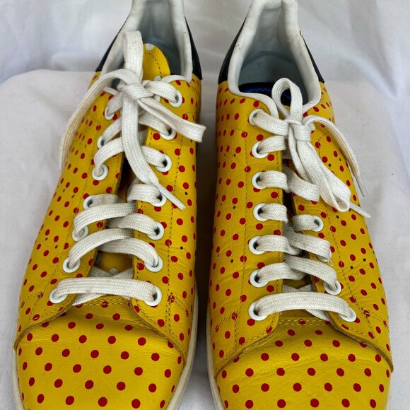 ADIDAS STAN SMITH X PHARELL YELLOW POLKA DOT LEATHER SNEAKERS SIZE 11 - Picture 1 of 8